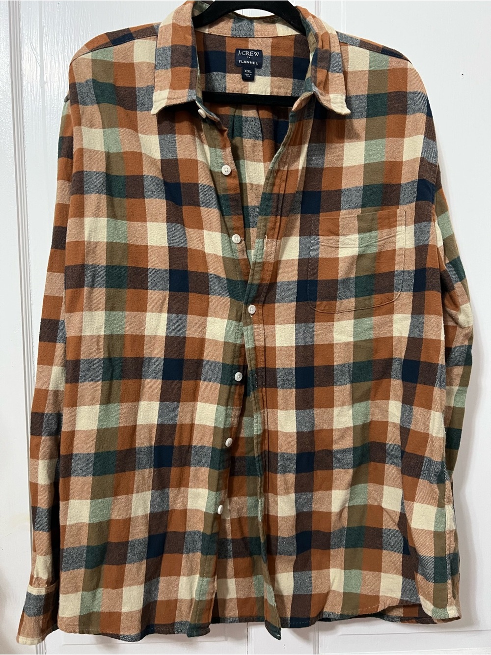 J. Crew Men's Brown, Navy & Cream Plaid Button-Down Shirt